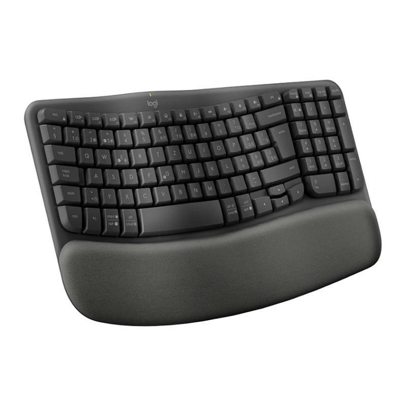Logitech Wave Keys 920-012289 langaton ergonominen näppäimistö, 2,4 GHz / Bluetooth, sveitsiläinen (CH) asettelu, grafiitti