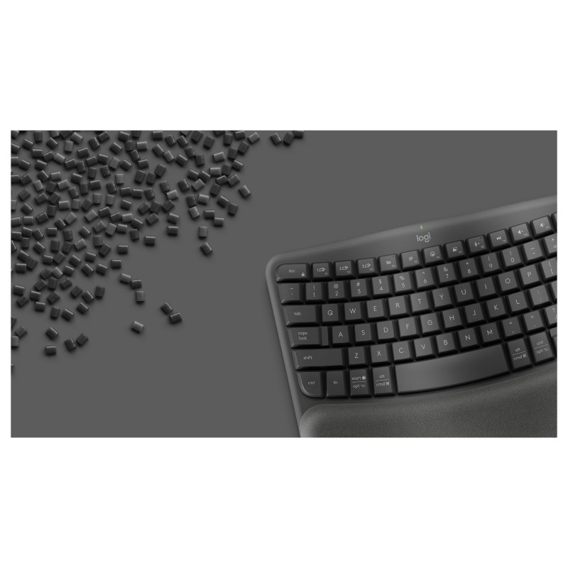 Logitech Wave Keys 920-012289 langaton ergonominen näppäimistö, 2,4 GHz / Bluetooth, sveitsiläinen (CH) asettelu, grafiitti
