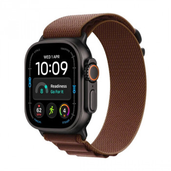 Apple Watch Ultra 4 (2026) -älykello, 5G, 49 mm, musta titaanikotelo, viininpunainen Alpine Loop, M