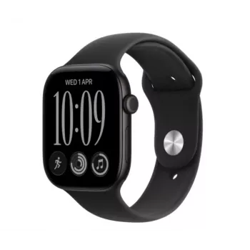 Apple Watch Series 12 GPS älykello, 46 mm, musta alumiinikotelo, musta urheiluranneke S/M