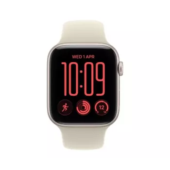 Apple Watch SE 3 älykello, GPS + Cellular, 44 mm, tähtivalkea alumiinikotelo, hiekanvärinen urheiluranneke S/M