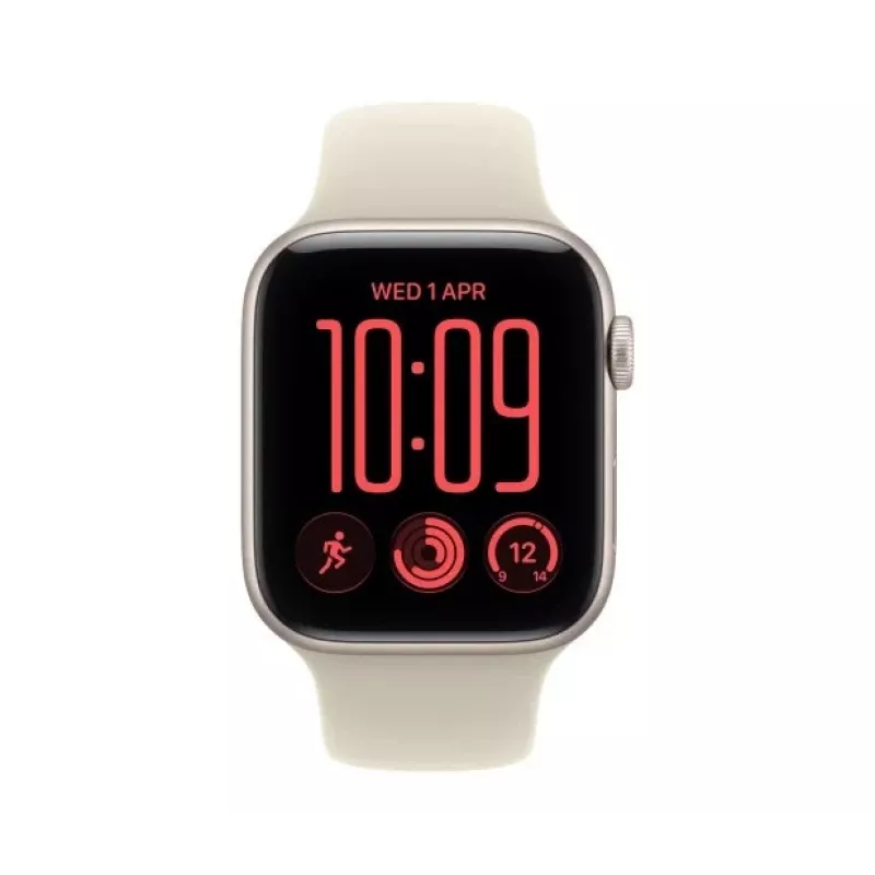 Apple Watch SE 3 älykello, GPS + Cellular, 44 mm, tähtivalkea alumiinikotelo, hiekanvärinen urheiluranneke S/M