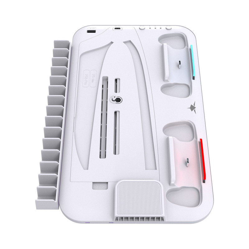 White Shark KIMURA PRO PS5 jäähdytysalusta ja 2 latausasemaa, valkoinen