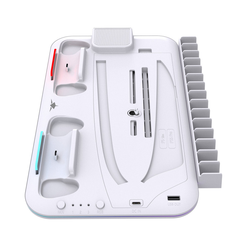 White Shark KIMURA PRO PS5 jäähdytysalusta ja 2 latausasemaa, valkoinen