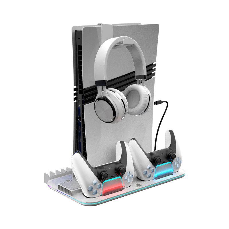 White Shark KIMURA PRO PS5 jäähdytysalusta ja 2 latausasemaa, valkoinen
