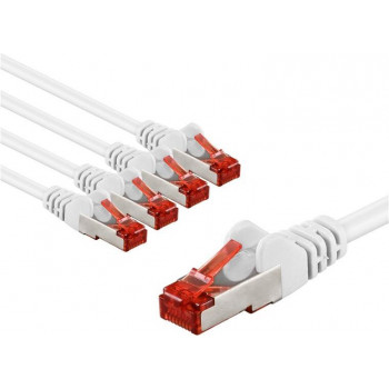 Goobay 66645 CAT 6 -kytkentäkaapeli, S/FTP (PiMF), 5 m, valkoinen (5 kpl)