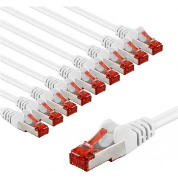 Goobay 66649 CAT 6 -kytkentäkaapeli, S/FTP (PiMF), 5 m, valkoinen (10 kpl)