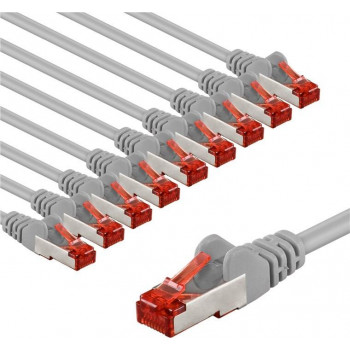Goobay 66654 CAT 6 -kytkentäkaapeli, S/FTP (PiMF), 1 m, harmaa, kuparijohtimet (CU) (10 kpl)