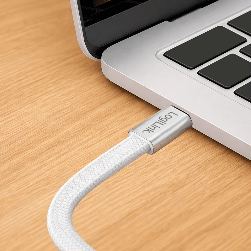 LogiLink CU0445 litteä USB 2.0 -kaapeli USB-C – USB-C, punottu, 480 Mbit/s, 60 W, valkoinen, 1 m