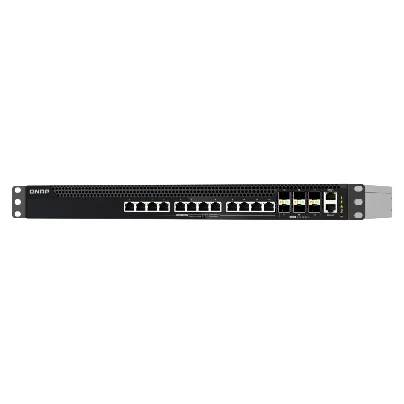 QNAP QSW-M5218P-6F12T hallittava L3 PoE-verkkokytkin, 12 x 10G Ethernet RJ-45, 1U-teline