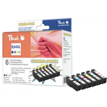 Peach PI200-256 mustekasettipaketti Epson 24XL (T243) -laitteille (6 kpl), XL-koko