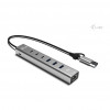i-tec CAHUBMETAL6LANPD USB-C/USB-A metallinen keskitin, 6 porttia, Gigabit LAN, Power Delivery 85 W, hopea