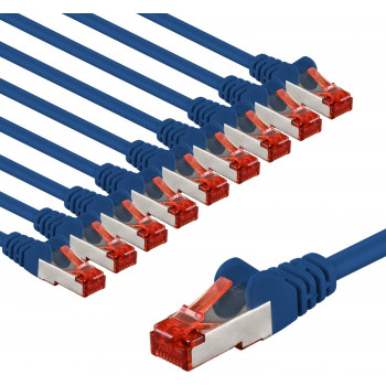 Goobay 66630 CAT 6 -kytkentäkaapeli, S/FTP (PiMF), 3 m, sininen (10 kpl)