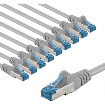 Goobay 67525 verkkokaapeli Cat 6a S/FTP (PiMF), 1 m, harmaa (10 kpl)