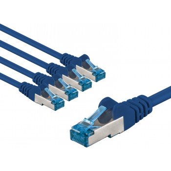 Goobay 67529 verkkokaapeli Cat 6a S/FTP (PiMF), 1 m, sininen (5 kpl)