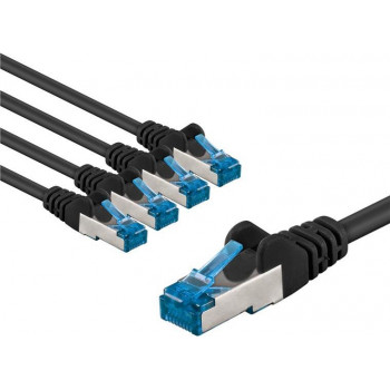 Goobay 67539 verkkokaapeli Cat 6a S/FTP (PiMF), 3 m, musta, kuparijohtimet CU (5 kpl)