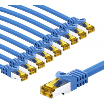 Goobay RJ45 CAT 6A S/FTP (PiMF) -kytkentäkaapeli, 500 MHz, CAT 7 -raakakaapelilla, 3 m, sininen (10 kpl)