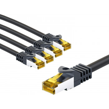 Goobay 69405 RJ45-kytkentäkaapeli CAT 6A S/FTP (PiMF), 500 MHz, CAT 7 -kaapelilla, 3 m, musta (5 kpl)