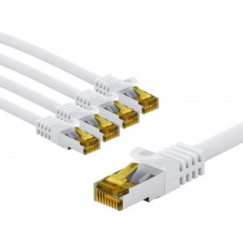 Goobay 69424 RJ45-kytkentäkaapeli CAT 6A S/FTP (PiMF), 500 MHz, CAT 7 -kaapelilla, 2 m, valkoinen (5 kpl)