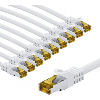 Goobay 69451 RJ45-kytkentäkaapeli CAT 6A S/FTP (PiMF) CAT 7 -kaapelilla, 5 m, valkoinen (10 kpl)