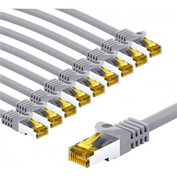 Goobay 69517 RJ45-kytkentäkaapeli CAT 6A S/FTP (PiMF) CAT 7 -kaapelilla, 3 m, harmaa (10 kpl)