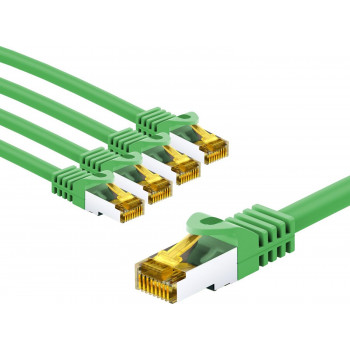 Goobay 69573 RJ45-kytkentäkaapeli CAT 6A S/FTP (PiMF), 500 MHz, valmistettu CAT 7 -kaapelista, 1 m, vihreä (5 kpl)