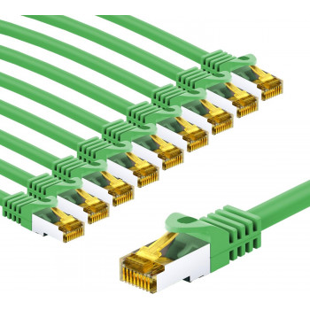 Goobay 69759 RJ45-kytkentäkaapeli CAT 6A S/FTP (PiMF), 500 MHz, valmistettu CAT 7 -kaapelista, 5 m, vihreä (10 kpl)