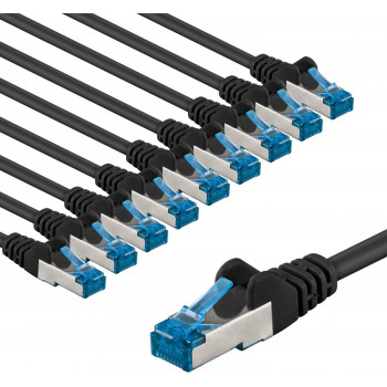 Goobay 67543 CAT 6A -kytkentäkaapeli, S/FTP (PiMF), 3 m, musta (10 kpl)