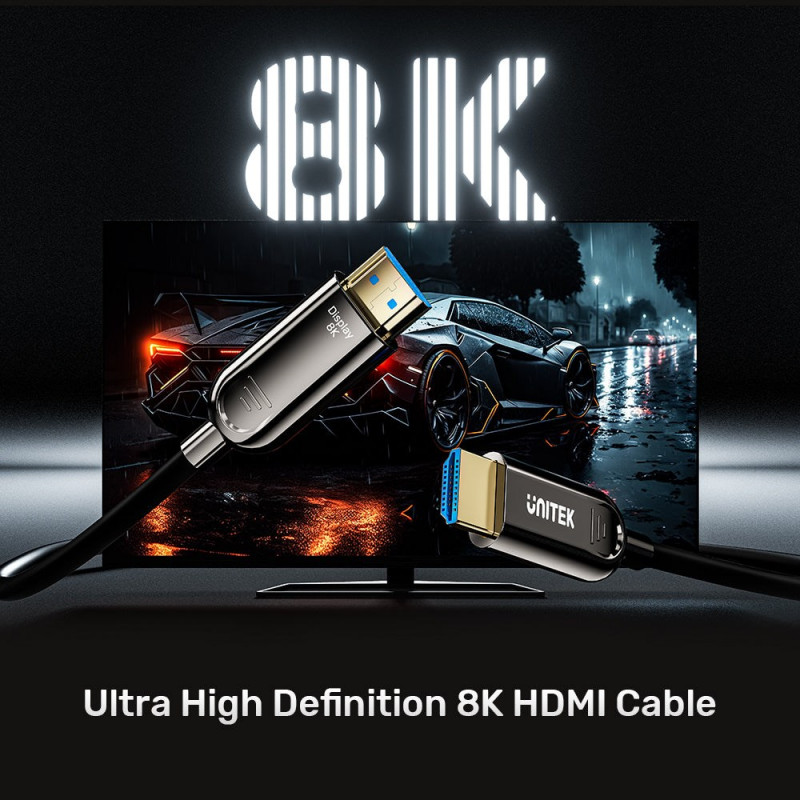 Unitek C11085GY01-50M optinen HDMI-kaapeli, 50 m, 8K @ 60 Hz