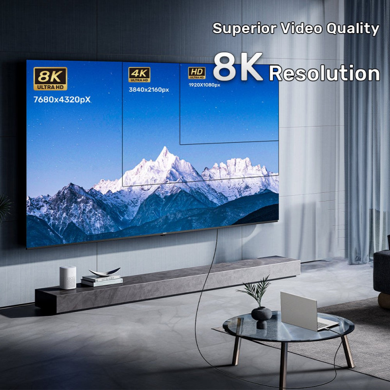 Unitek C11085GY01-50M optinen HDMI-kaapeli, 50 m, 8K @ 60 Hz