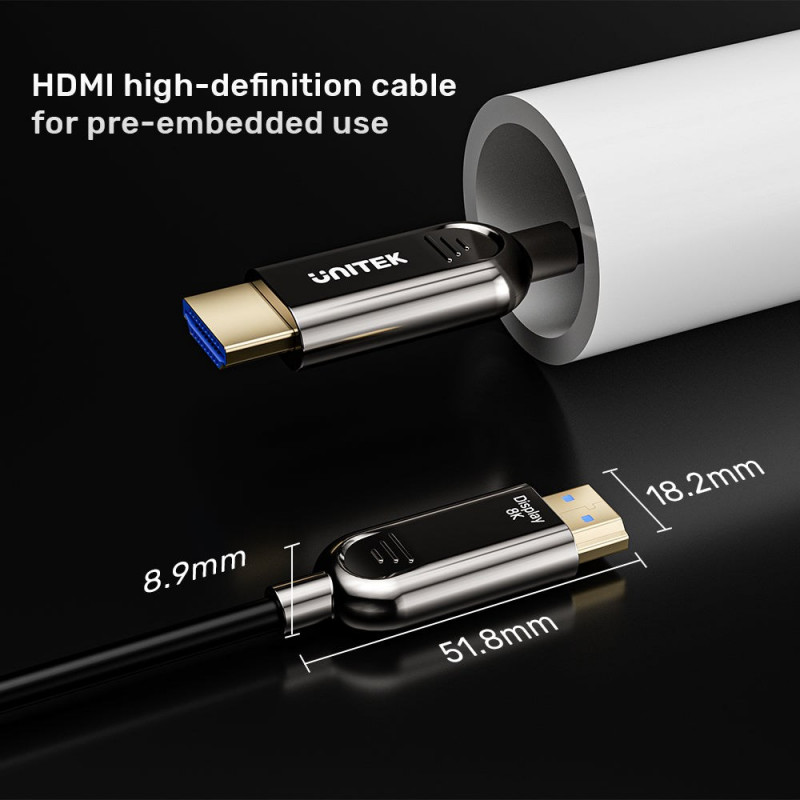 Unitek C11085GY01-50M optinen HDMI-kaapeli, 50 m, 8K @ 60 Hz