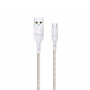WINX LINK Simple USB–Micro USB -kaapeli, nailonpunos, 1 m, valkoinen