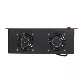 LogiLink FAU102B 19″ tuuletinyksikkö, 2 tuuletinta, kytkimellä, 1U, musta