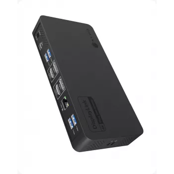 ICY BOX IB-DK2255AC 11-in-1 kannettavan telakka, DL6950-piiri, 2x videolähtö (2x DP/HDMI 4K@60 Hz), 96 W PD isäntälaitteelle, Gigabit LAN, isäntäliitäntä C+A 10 Gbps, musta