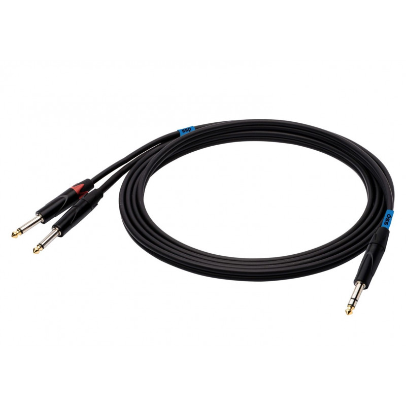 SSQ JSJM1 SS-1452 audiokaapeli, stereo-jakki – 2x mono-jakki, 1 m, musta