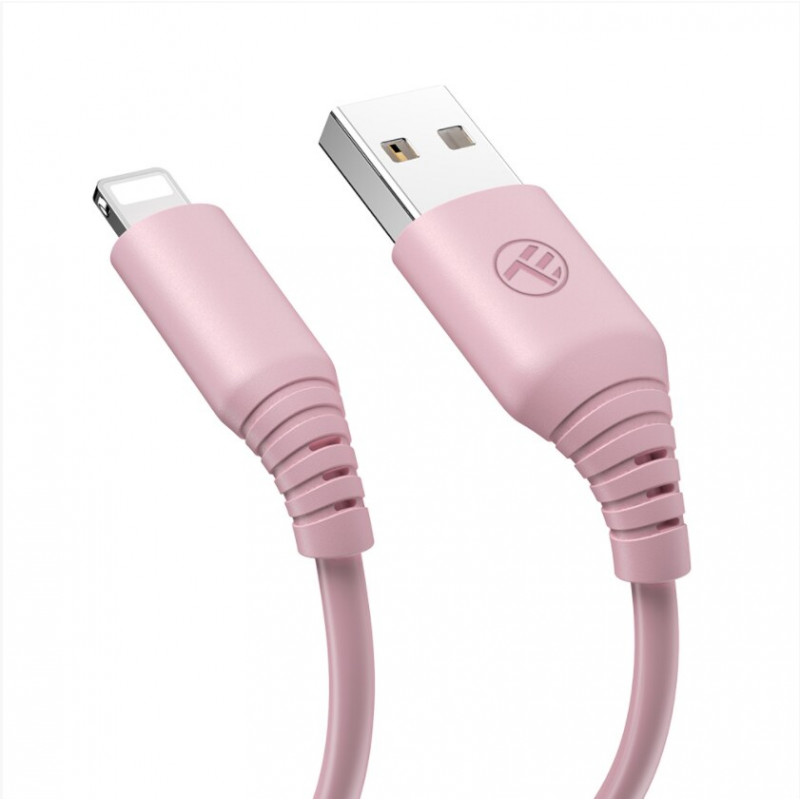 Tellur silikoninen USB–Lightning-kaapeli, 3 A, 1 m, vaaleanpunainen