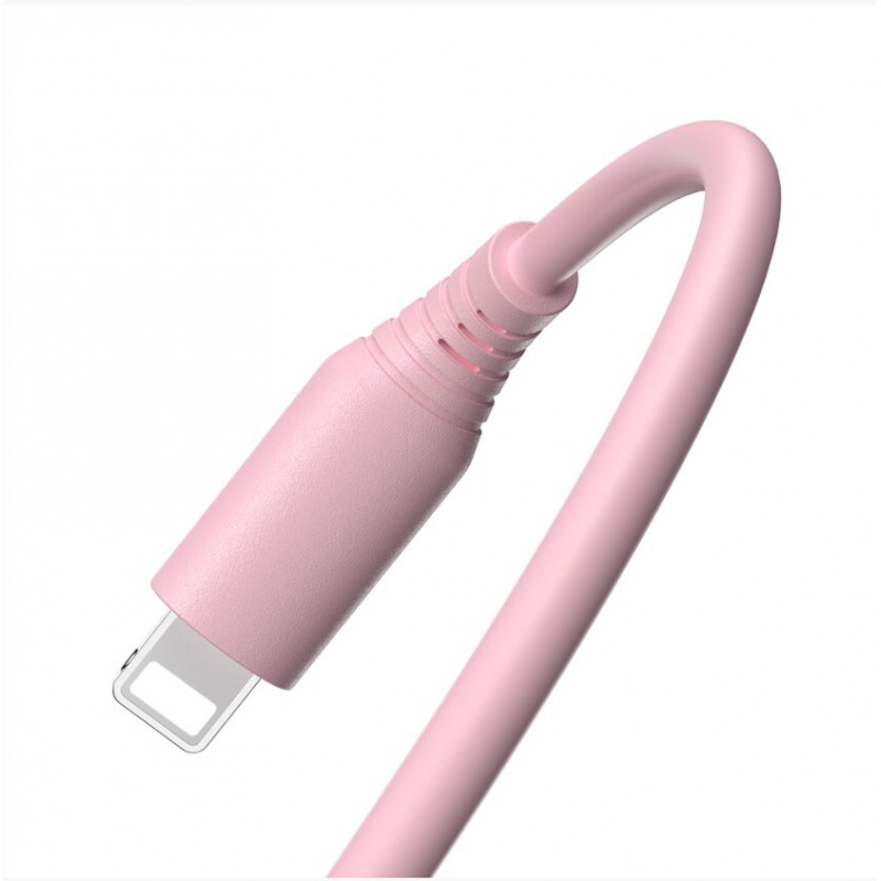 Tellur silikoninen USB–Lightning-kaapeli, 3 A, 1 m, vaaleanpunainen