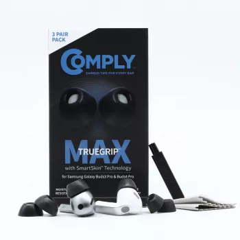 Comply MAX kuulokkeiden kärjet Galaxy Buds3 Pro -kuulokkeille, musta, pieni (S)