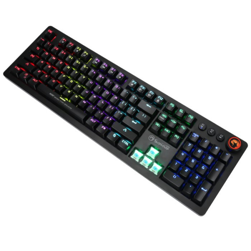 Marvo KG917 mekaaninen pelinäppäimistö, US-asettelu, RGB, Jixian Blue -kytkimet, USB, musta