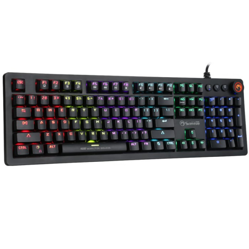 Marvo KG917 mekaaninen pelinäppäimistö, US-asettelu, RGB, Jixian Blue -kytkimet, USB, musta