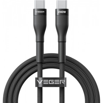 Veger CC03 USB-C–USB-C-kaapeli, PD 48 V 5 A 240 W, 1,5 m, musta