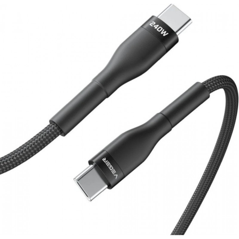 Veger CC03 USB-C–USB-C-kaapeli, PD 48 V 5 A 240 W, 1,5 m, musta