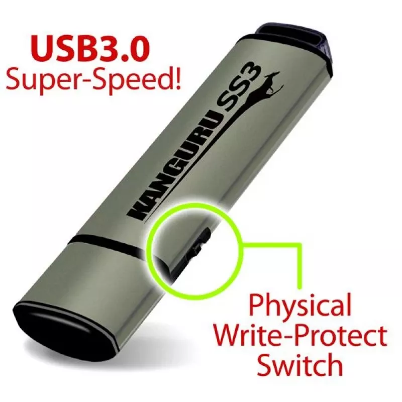 Kanguru SS3 KF3WP-128G USB 3.0 -muistitikku, 128 GB, fyysisellä kirjoitussuojauksella