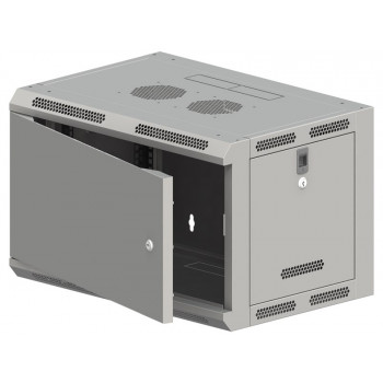Alantec SW-6U-600-500-N-DMJ-OP-RP-B-S 19 tuuman seinäkaappi 6U 600x500, jakamaton, yksilehtinen metalliovi, harmaa, purettuna