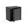 Alantec SW-12U-600-450-01-CA seinäkiinnitteinen 19 tuuman kaappi, 12U, 600x450, lasiovi, musta