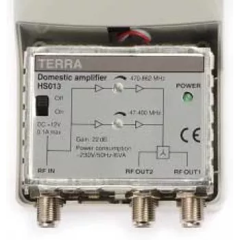 Terra HS-013 VHF/UHF-vahvistin, 1 tulo / 2 lähtöä, 12 V
