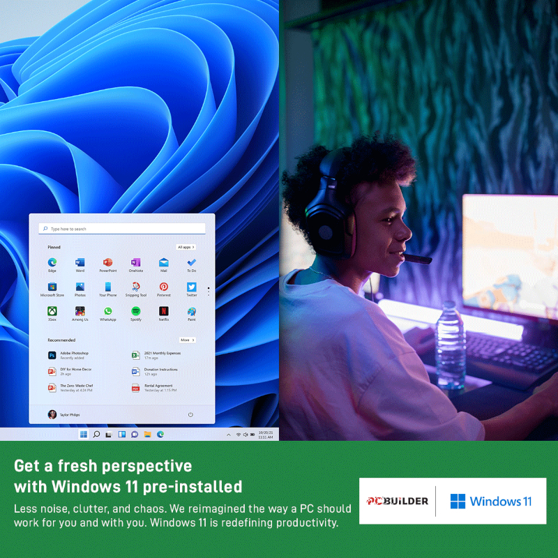 PCBuilder OFFICE MASTER Core pöytätietokone, Intel i5-12400, 16 Gt DDR4, 480 Gt M.2 NVMe SSD, Windows 11 Pro