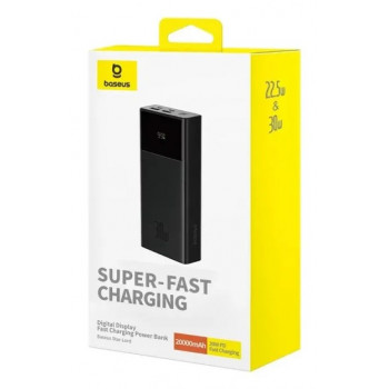 Baseus Star-Lord varavirtalähde, 20000 mAh, 30 W, näytöllä ja kaapelilla, musta