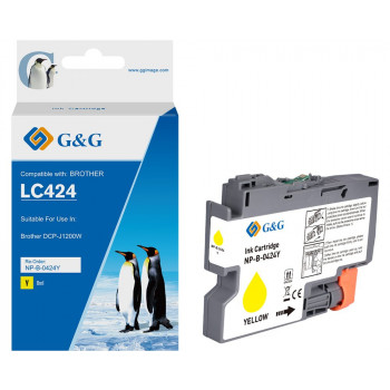 G&G mustekasetti Brother 424 LC-424Y -laitteelle, keltainen, yhteensopiva