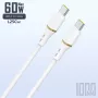 Dudao 1 m 60 W nestesilikoninen USB-C–USB-C-datakaapeli, valkoinen